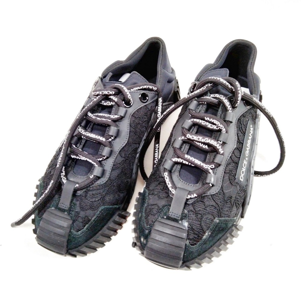 Dolce & Gabbana Black Lace Sneakers NS1 low top new 38.5